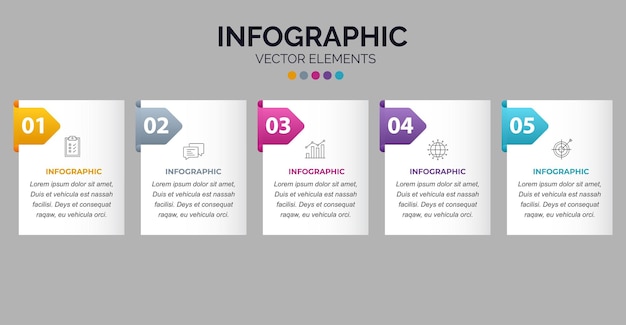 Presentation business infographic template with 5 options vector illustration