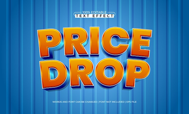 price drop editable text effect with a discount and sale text style