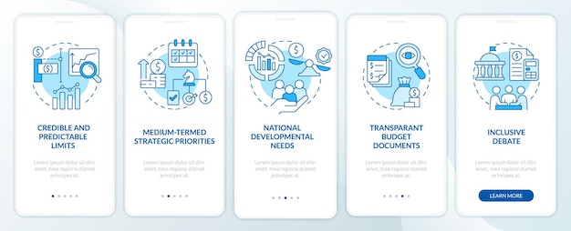 principles of budget planning blue onboarding mobile app screen