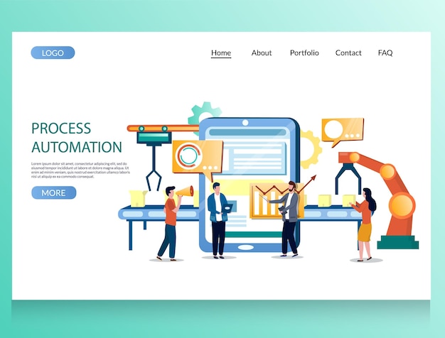 process automation vector website landing page design template