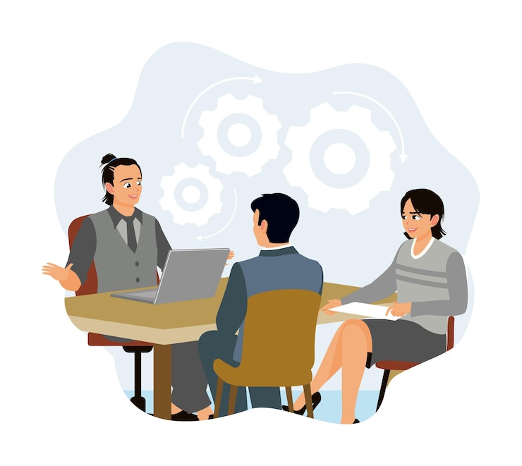 Vektor professional businessmen consult with an attorney in the office
