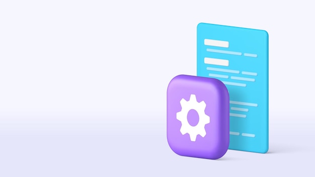 program software development web site code setting option setup 3d icon realistic vector