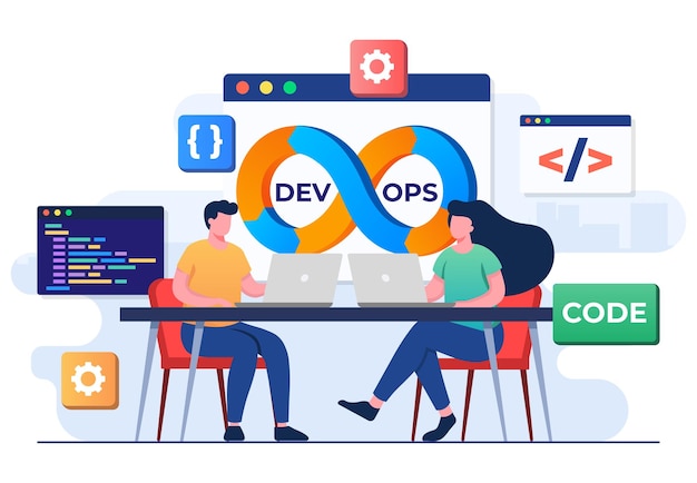 Programmers practice of development and software operations DevOps concept