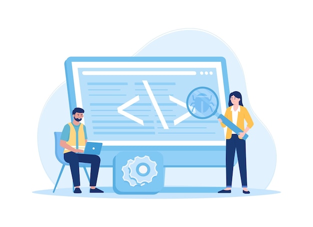 programming language improvements script writing trending concept flat illustration