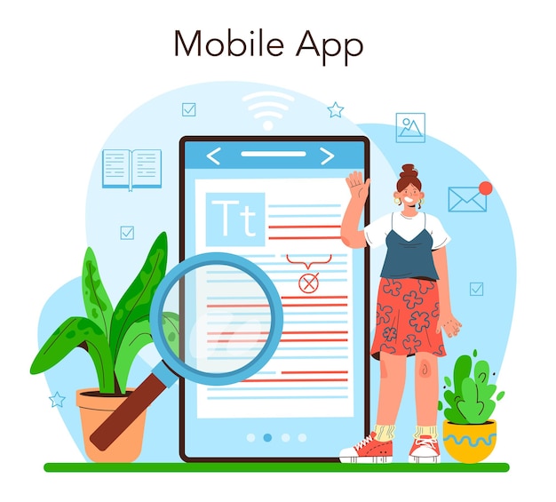 Proofreader online service or platform. Printing house technology process