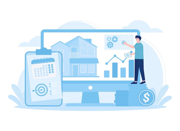Property sales targets trending concept flat illustration