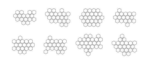 propolis honeycomb set doodle hand drawn honeycomb structure honey pollen wax parchment bee