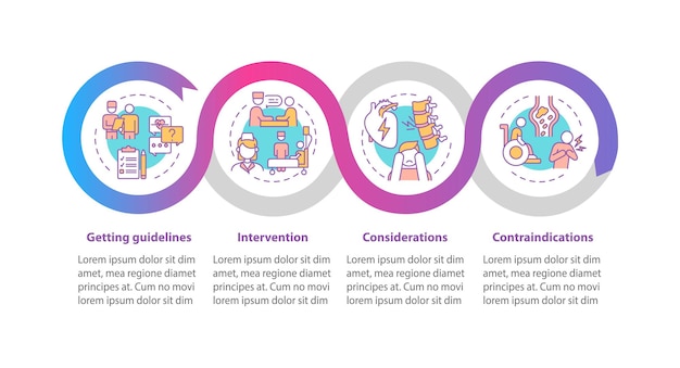 pulmonary rehab process vector infographic template. presentation outline design elements. data visualization with 4 steps. process timeline info chart. workflow layout with line icons
