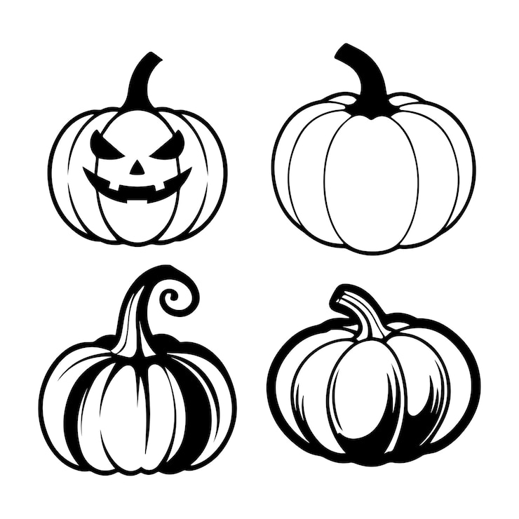 Vektor pumpkin black silhouettes design