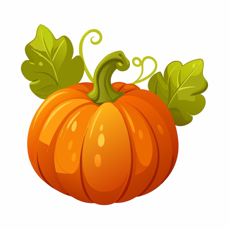 Vektor pumpkin with leaves cartoon vector illustration of season vegetable garden plant 14