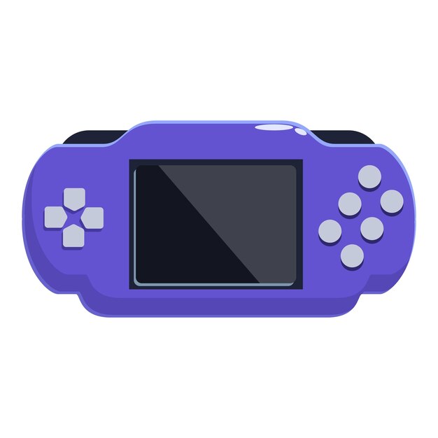 Purple handheld video game console with blank screen