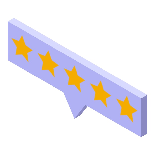 Purple speech bubble showing five star rating for customer satisfaction
