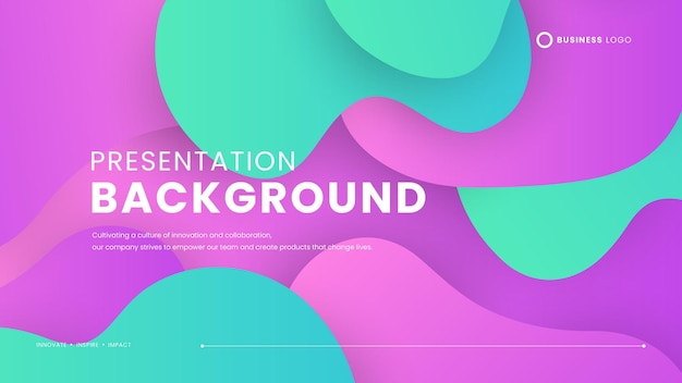 Purple violet and green minimalist simple background with wave and liquid shapes Presentation background template