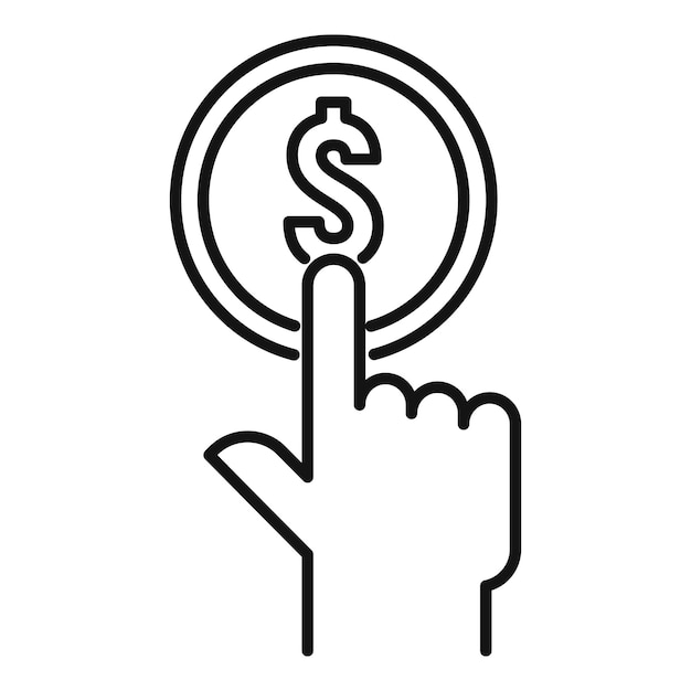 push coin cash back icon outline push coin cash back vector icon for web design isolated on white background