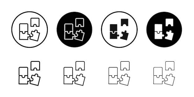 puzzle icon flat line symbol set