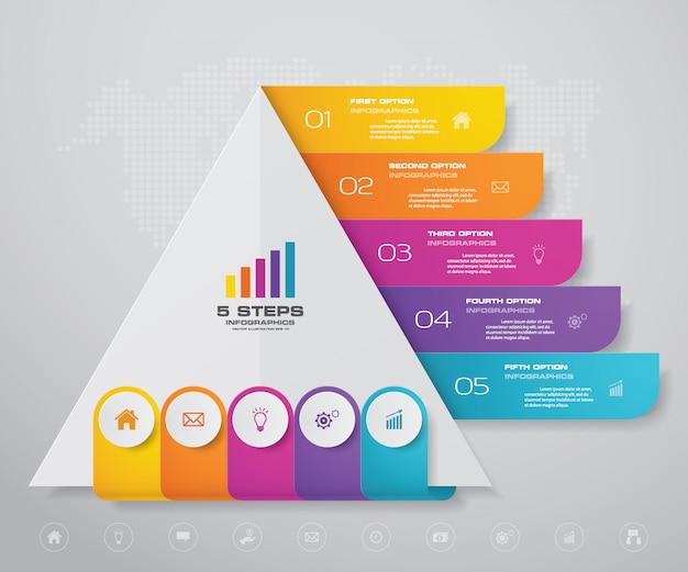 pyramid with free space for text on each level.