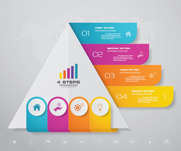 pyramid with free space for text on each level.