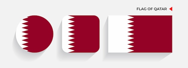 qatar flags arranged in round square and rectangular shapes