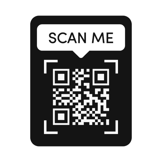 qr code frame black color scan me tag