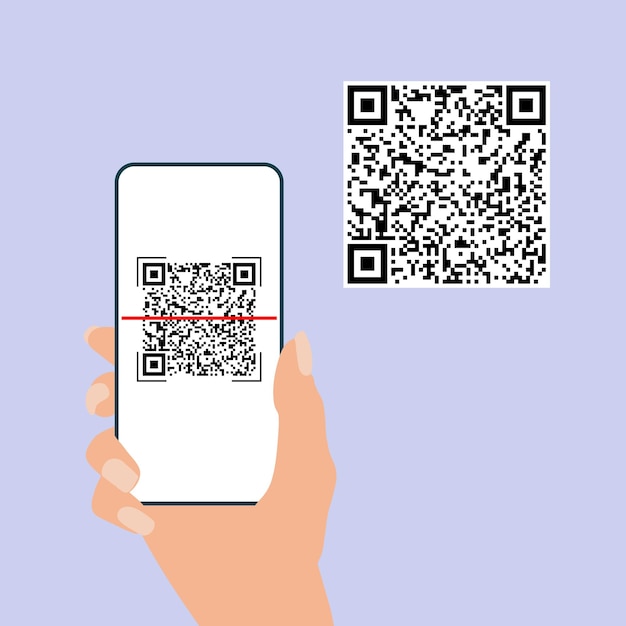qr code. hand hold mobile phone scan qrcode. camera scanning application.