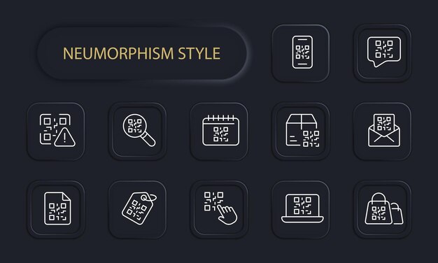 Qr code set icon Quar codes with inscription scan with smartphone Scan me icon about goods find order search logistics Scan qr code icon for payment mobile app and identification Neomorphism