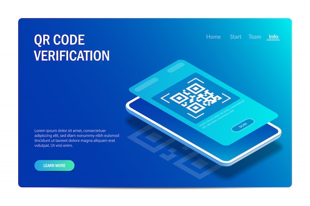 qr verification. mobile phone with a scanner reads the qr code.
