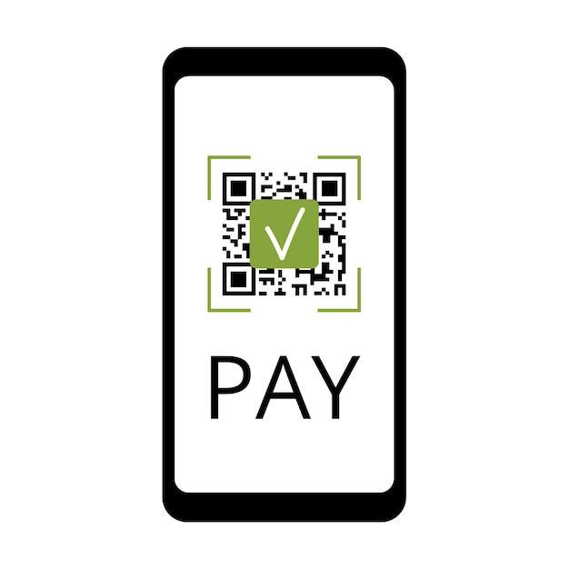 Qrcode on phone screen Simple vector banner for payment information