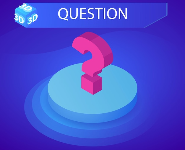 question isometric design icon vector web illustration 3d colorful concept