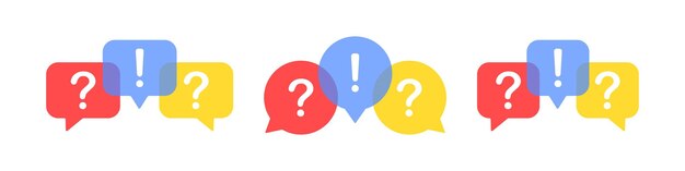 Question mark icon Question speech bubble symbol Help message signs Explain symbols Ask icons Problem support Vector sign