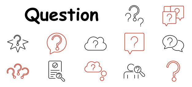 question set icon speech bubble magnifying glass checklist thought bubble conversation chat inquiry dialogue communication curiosity search