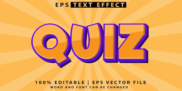 quiz eps editable text effect vector template