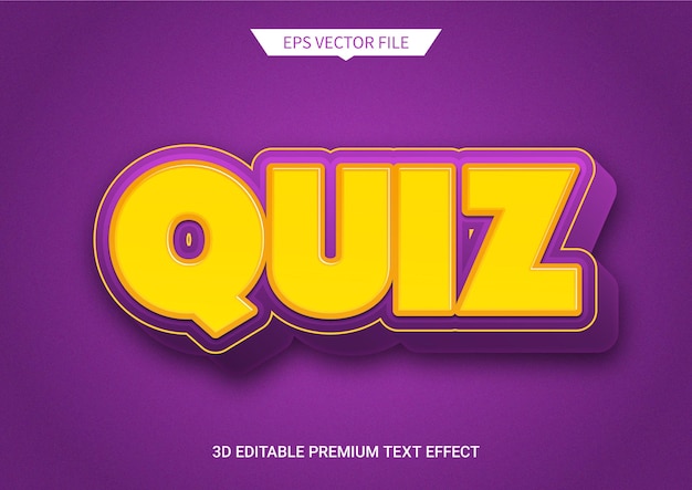quiz puzzle 3d editable text style effect premium vector