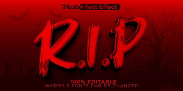 r i p vector text effect editable alphabet deathh horror red devil funeral