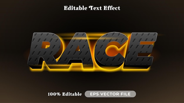 Race editable text style effect Glow 3D text style theme