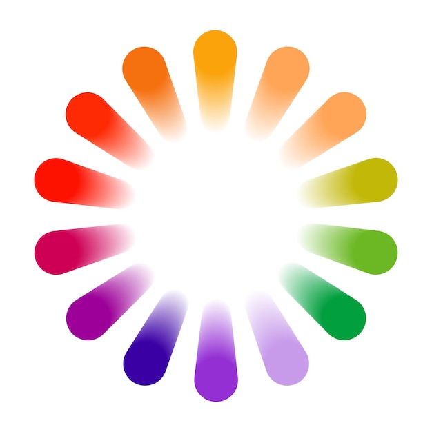 Rainbow color wheel Circle frame vector Blend effect spikes border