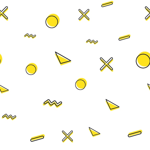 Random geometric shape pattern, abstract background in 80s, 90s retro style. Colorful geometrical illustration
