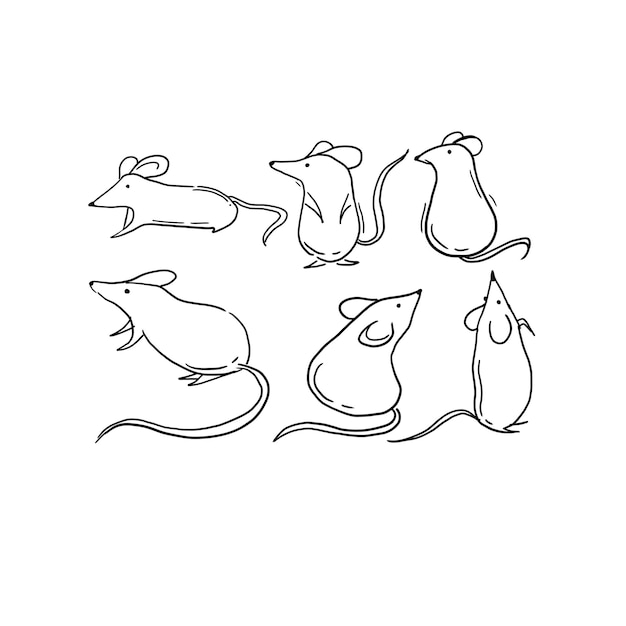 rat handrawn doodle illustrations vector