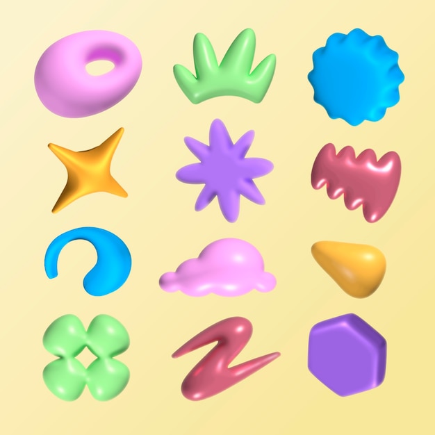 Realistic 3d abstract shapes elements collection