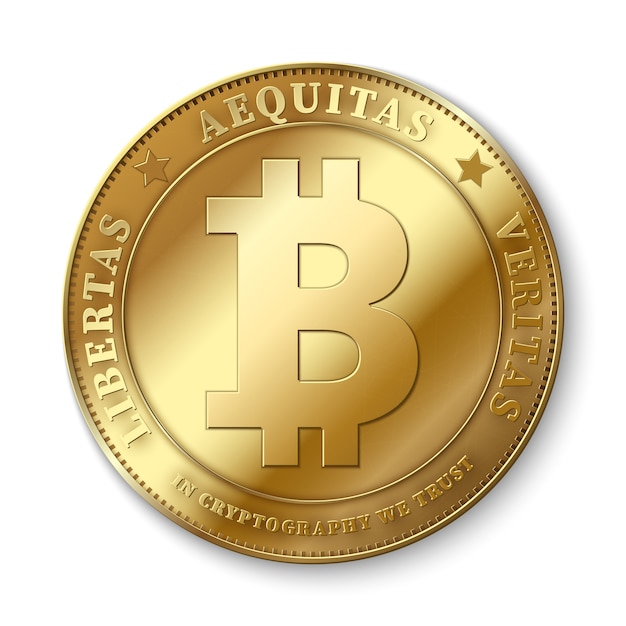 realistic 3d golden bitcoin coin vector illustration for fintech net banking and blockchain concept