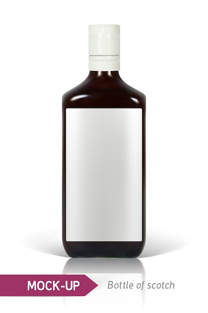 realistic bottle of scotch on a white background with reflection and shadow