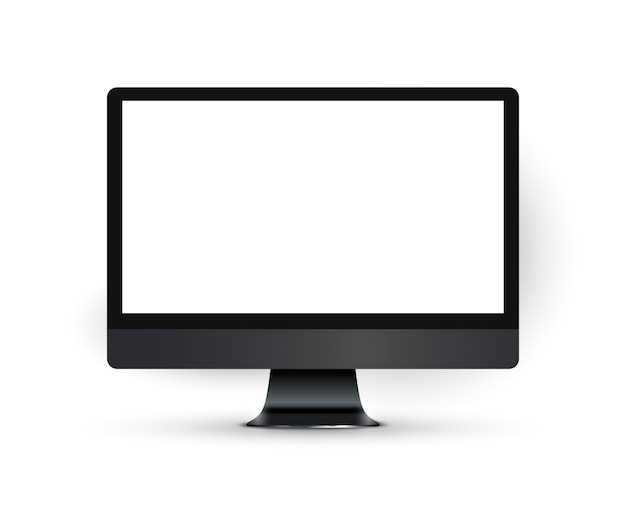 Realistic computer monitor in dark color scheme.