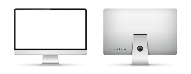 realistic computer screen mockup front and back view