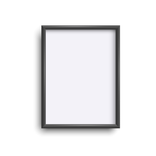 Realistic rectangular black blank frame isolated on white background