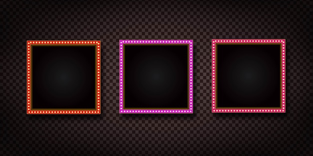  realistic  retro marquee billboard with electric light lamps