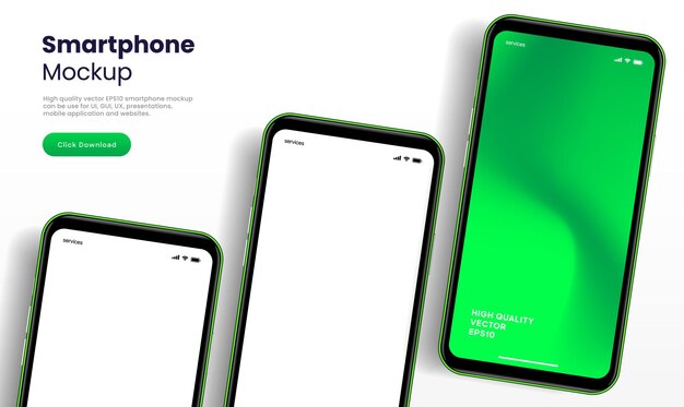 realistic smartphone mockup mobile phone vector with isolated on white background device front