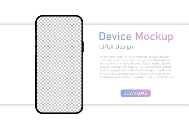 Realistic smartphone mockup with blank screen. Interface UI and UX design. Modern design.