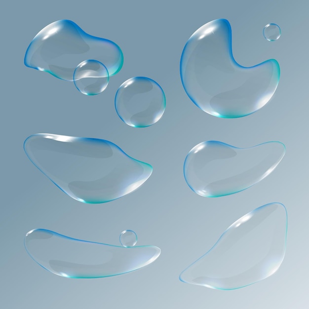 Realistic soap bubbles with rainbow reflection Vector illustration Foam bubbles