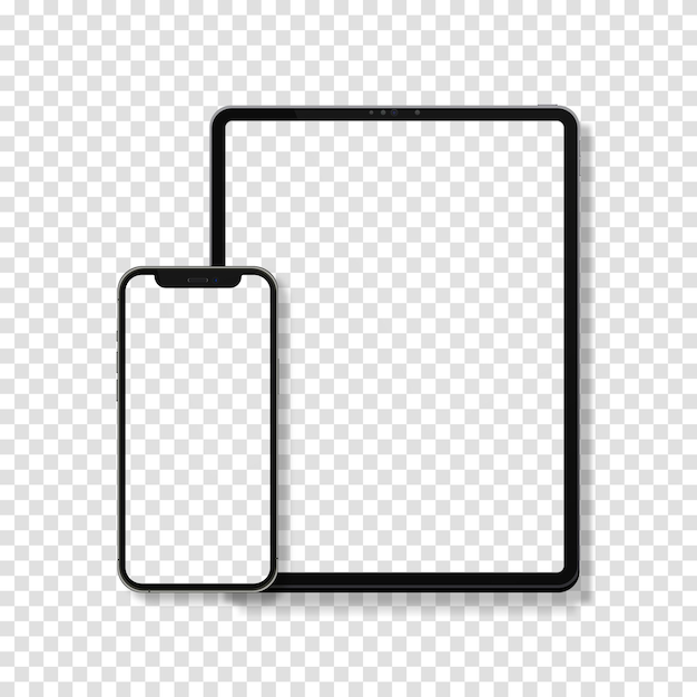 realistic tablet and smartphone set of device mockup separate groups and layers new easily editable vector