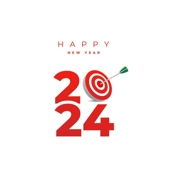 Realistic target 2024 New Year and goals with symbol of 2024 from Green archery target arrows