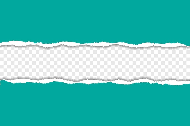 Realistic Torn Paper Edge with cyan Background and Transparent Layer